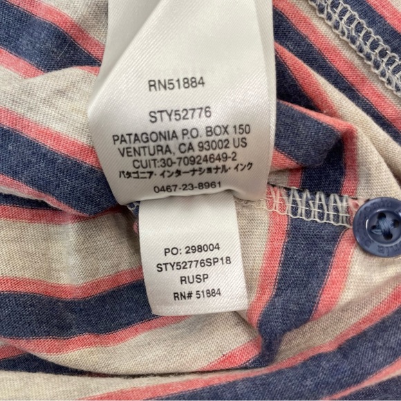 Patagonia Worn Wear Men's Squeaky Clean Rugby Small Striped Peak Pink Polo Shirt - Picture 12 of 16